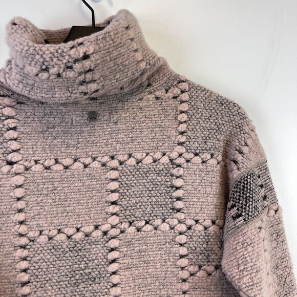 Prana Womens XS Crestland Pullover Wool Blend Turtleneck Sweater Pink Patch - Picture 10 of 12